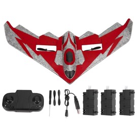 RC Glider EPP Foam Hand Throwing 2CH 2.4GHz Remote Control Airplane with LED Light for 14 Years Old Above Red Three Batteries