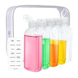 5pcs Travel Bottles 100ml, Refillable Travel Containers For Toiletries, Small Squeeze Bottles For Liquid Lotion Shampoo And Conditioner With Storage Bag