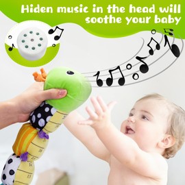 Baby Toys 6-12 Months - Musical Sensory Toys Soft Stuffed Animal Plush Toys for Babies 6-12 Months, Early Learning Toys with Rattles for Babies 0-3-6-12 Months, Newborn Boy Girl Shower Gifts