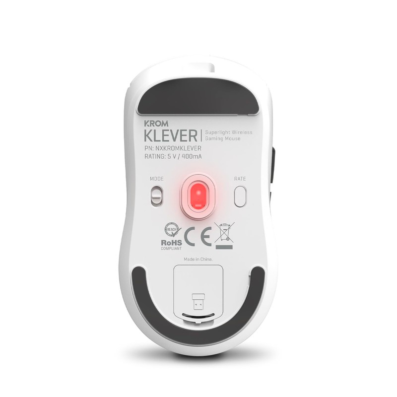 KROM KLEVER White - Ultralight Wireless Gaming Mouse, 55 Gram,