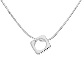 jewellerybox Slim Sterling Silver Square Pendant on 16 Inches Chain