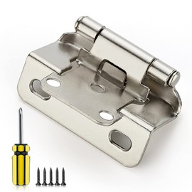 Ravinte 30 Pack 15 Pairs 1/2 inch Overlay Kitchen Cabinet Hinges Self Closing Cabinet Door Hinges Kitchen Cabinet Semi Wrap Around Hinge For Face Frame Cabinet Satin Nickel Face Mount Cabinet Hardware