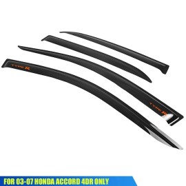 Window Visor Fits 03-07 Accord 4DR  Rain Guard Vent Deflector W/ Orange Type R