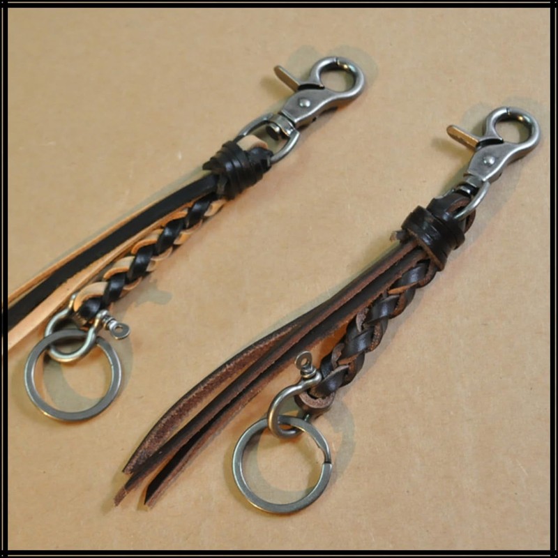 White Fang AZ142 Key Chain, Tassel, Braided Keyring, Leather, Stylish,