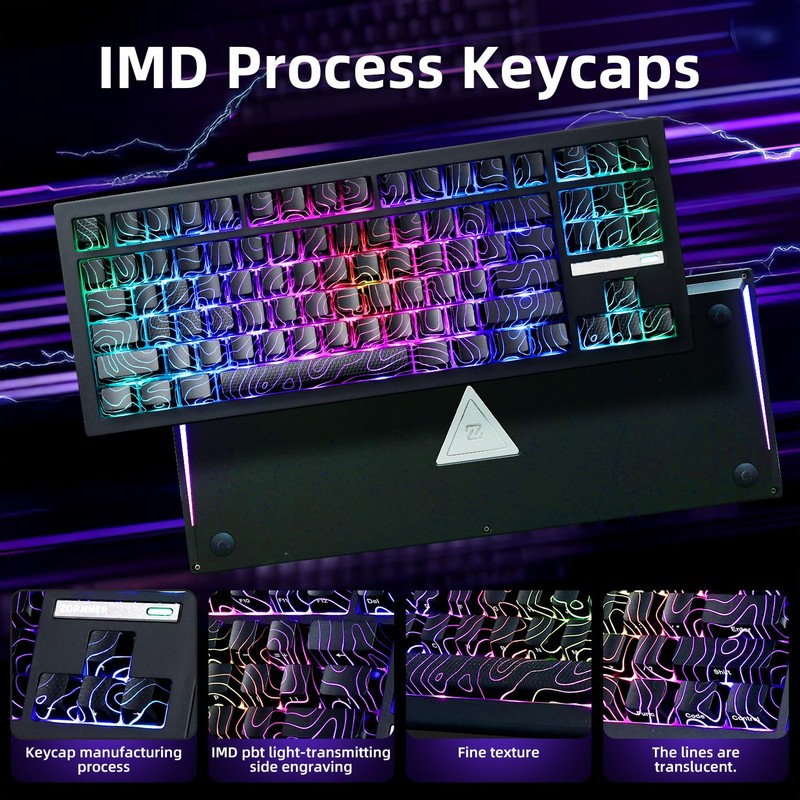ZORNHER ZH870 Wireless Mechanical Gaming Keyboard,80% Black Custom Creamy Sound