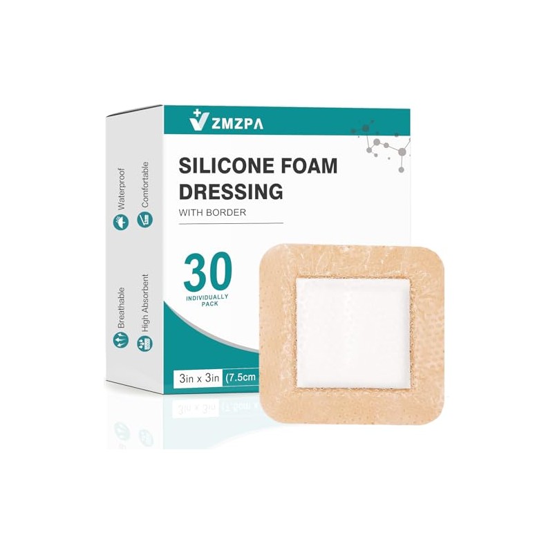 Silicone Foam Dressing 3x3 Gentle Border, Super Absorbent Wound Dressing,