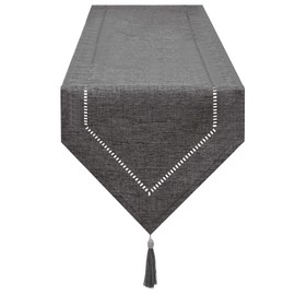 LLCUTESHOP Camino de mesa de lino gris de 12 x 106 pulgadas, aspecto de lino, color sólido, moderno camino de mesa de fácil cuidado para mesa de comedor, mesa de centro, restaurante, decoración