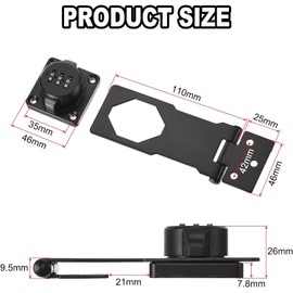 Slzhds Cerraduras de Cerrojo con Contraseña, Pasador para Puerta, Cerradura de Combinación Giratoria Mecánica, para Puertas Pequeñas Empotradas, Gabinete, Clóset, Puerta Doble Plegable, Cajón (Negro)