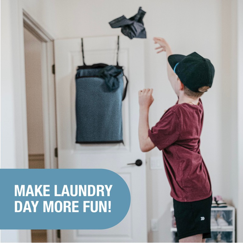 CleverMade Hanging Laundry Hamper Bag with Over the Door Hooks;