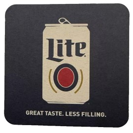 MILLER LITE 2 Miller Lite 4" Square Coasters - "GREAT TASTE. LESS FILLING".