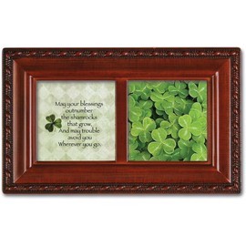 Cottage Garden Irish Blessings Outnumber Woodgrain Rope Trim Petite Jewelry Music Box Plays Irish Lullaby