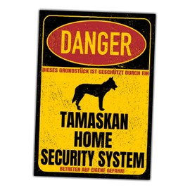 Tamaskan Danger Security System Door Sign Dog Sign Warning Sign Dog Caution Husky Wolf Dog