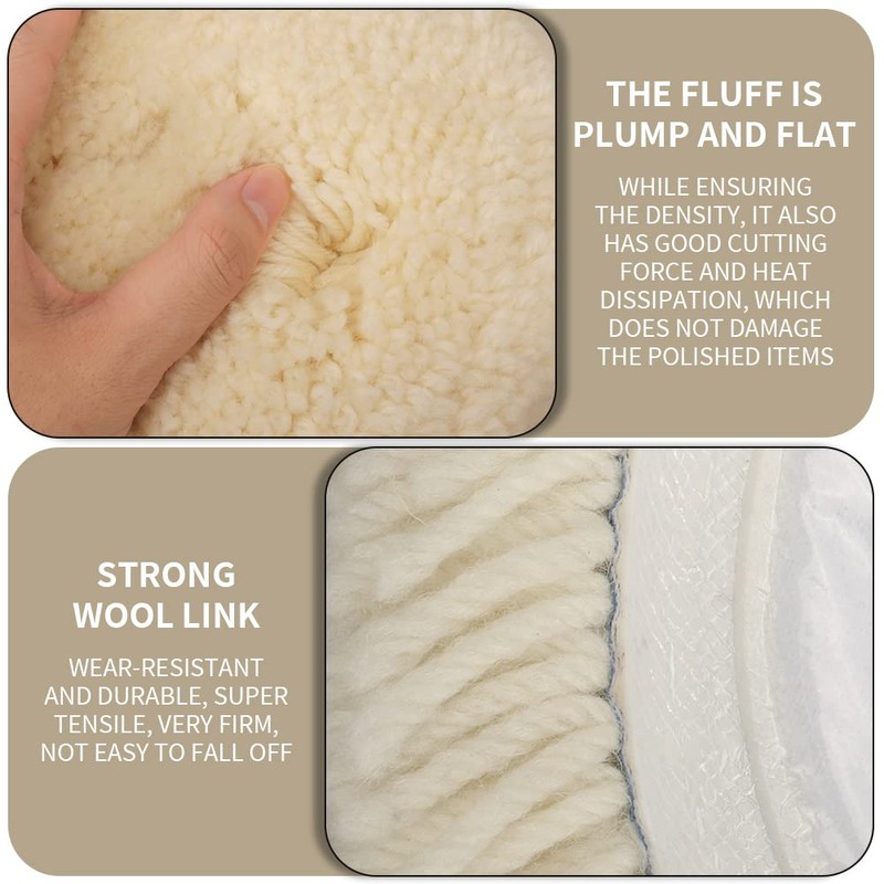 Baisiky 8PCS 6 Inch Wool Polishing Buffing Pad, Polishing Buffing