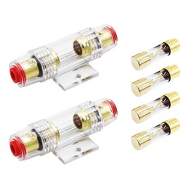 Carviya in-line AGU Fuse Holder for 4-10 Gauge AWG Wire / 6 Gauge & 8 Gauge/with Four 80A AGU Fuses for Car Audio/Alarm/Amplifier/Compressors/Auto Parts/Automotive/Marine/Industrial (80Amp, 2 Pack)