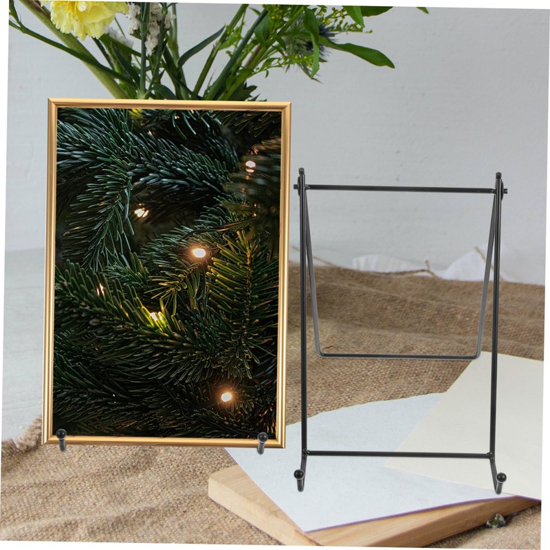 PRETYZOOM Photo Frame Stand Desktop Metal Plate Holder Artistic Work