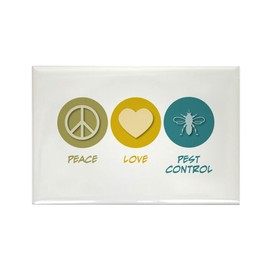 CafePress Peace Love Pest Control Rectangle Magnet, 3"x2" Refrigerator Magnet