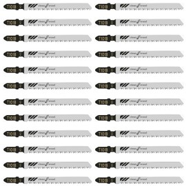 25Pack T101B T-Shank Jigsaw Blades - 4 Inch 10 TPI Contractor Jig Saw Blades Set Made with High Speed Carbon Steel Precise Clean Straight Cutting Wood Boards Plastic PVC