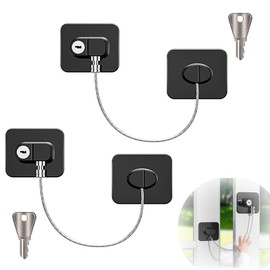 Pack of 2 Fridge Lock with Key Child Lock Cabinet Washing Machine Lock Cabinet Lock for Children Lock Toilet Lock Children for Fridges, Cupboards, Wardrobes (Black)