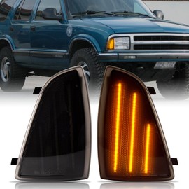 Gempro LED Corner Side Marker Lights for 1994-1997 Chevy Blazer S10 Front Turn Signal Lamps Smoked Len, 2PCS