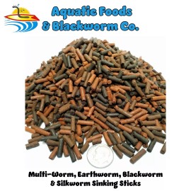 Aquatic Foods Gourmet Blends Multi-Worm Sinking Stick, Earthworm, Blackworm, Silkworm Sinking Sticks GB-30 - 32oz - 2-lbs