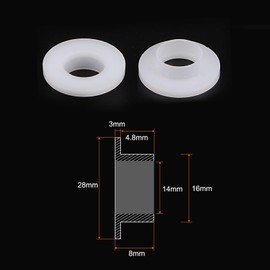 QUARKZMAN Flanged Sleeve Bearing 14 mm Bore 16 mm OD 8 mm Length Nylon Bushings for Shaft White Pack of 10
