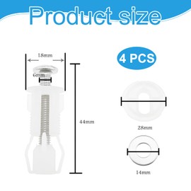 4PCS Toilet Seat Screws Set - Easy Install Top Fixing Soft Close Hinges with Expanding Rubber Nuts for Secure Fitting of Square and Standard Toilet Seats