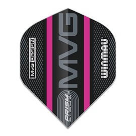 WINMAU Prism Alpha Michael Van Gerwen MvG Black and Purple Logo Stripe Extra Thick Dart Flights - 1 Set Per Pack (Total 3 Flights)