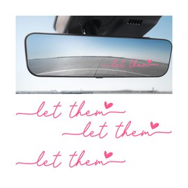 Zpana Car Rearview Mirror Sticker, 3PCS Let Them Vehicle Rear View Window Decal with Heart, Positive Self Affirmation Mindfulness Automotive Bumper Protector Accessories, Universal Fit (Pink)