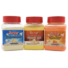Snappy Popcorn Seasoning, Cheddar Cheese, White Cheddar Cheese, 12 oz, Buttery Flavored Theater Popcorn Salt, 19 oz, 3 Count
