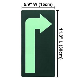 Aspire Pack of 6 Luminous Arrow Signs Stickers, Green Arrow Sign Glow in the Dark Safety Signs Arrow Floor Stickers Distancing Signs Stickers for Ground Stairs- 11.8 inches L x 5.9 inches W