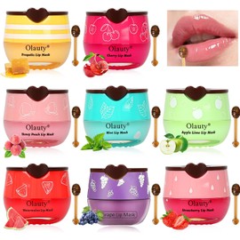Eakroo 8 Unidades De Bálsamo Labial De Miel Con Sabor A Fresa, Sandía, Manzana Y Lima, Cereza, Menta, Uva Y Melocotón. Mascarilla Nocturna Hidratante Para Labios Secos Y Agrietados.