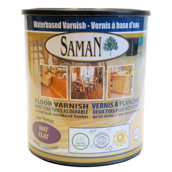 SamaN Interior Water Based Varnish with Aluminum Oxide – Crystal Clear Wood Finish (Flat Finish, 32)