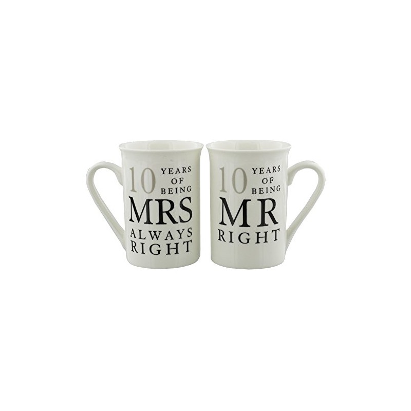 Amore 10th Wedding Anniversary Set of 2 China Mugs 'Mr