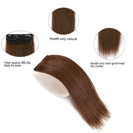 Invisible Hair Extensions Seamless Synthetic Clip in Hair Extension Natural Fluffy Hair Pads Hairpieces Increase Hair Top Side Cover Hairpiece for Women Girls (Light Brown, 10INCH/25CM)
