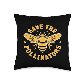 Bee Pollinator Garden Wildlife Flowers Bee Throw Pillow