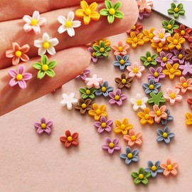 100Pcs Resin Daisy Flowers for Crafts Dollhouse Miniatures Resin Mini Things Tiny Daisy Flowers for Fairy Garden Dollhouse Micro Landscaping Decoration