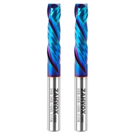ZahyoX 3/8" Compression Spiral CNC Router Bit, NACO Coated Solid Carbide CNC End Mill, 3/8" Cutting Dia, 3/8" Shank, 1-5/8" Cutting Length, 3-1/2" Overall Length, 2 Pack Set