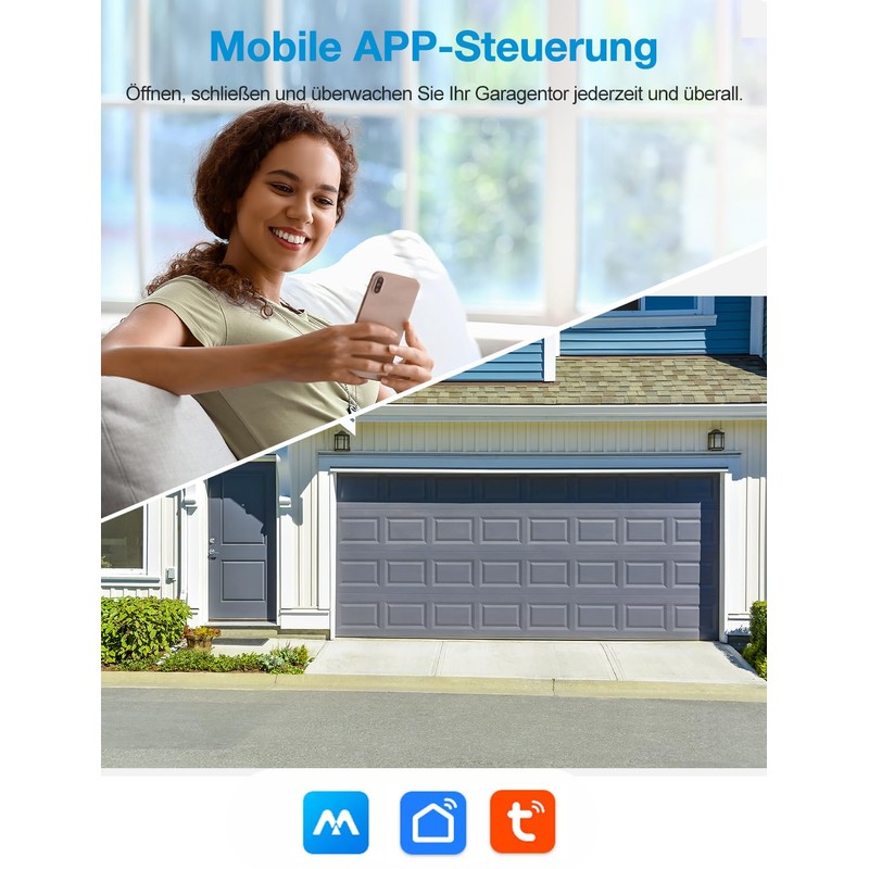 Maxcio Smart WLAN Garage Door Opener, Compatible with Alexa/Google Home,