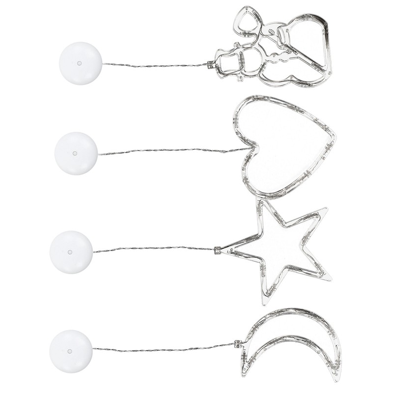 LED Christmas Lights with Suction Cup Snowman Star Moon Heart