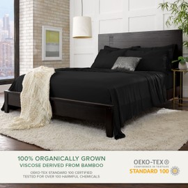 Pure Bamboo Queen Bed Sheet Set, Genuine 100% Organic Viscose Derived from Bamboo, Luxuriously Soft & Cooling, Double Stitching, Lifetime Quality Promise (Queen, Pesto)