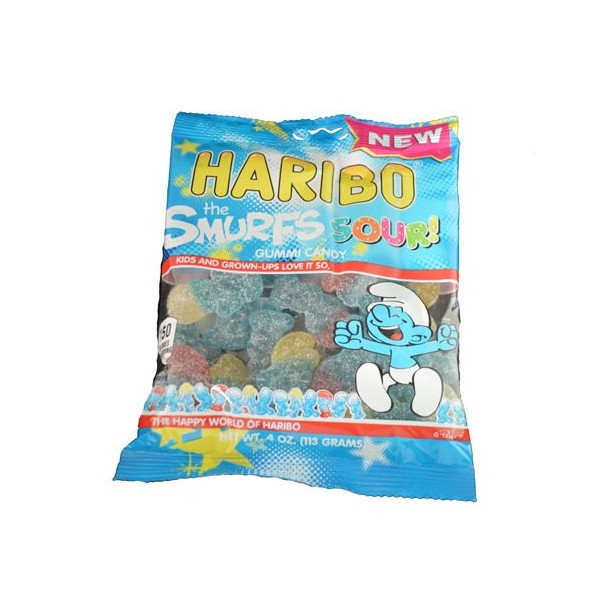 Haribo Gummi Sour Smurfs 4 Ounce Bag