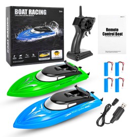 Geefia 2-Pack High-Speed RC Boats - Remote Control Boats for Kids and Adults - 10km/H 2.4G