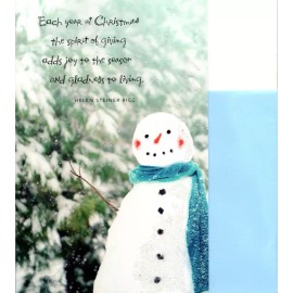 American Greetings Merry Christmas Snowman & Blue Scarf Helen Steiner Rice Greeting Card