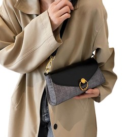 TQUXNGA 2023 Neue Umhängetasche, Handytasche, kleine quadratische Tasche für Mädchen und Frauen, magnetische Schnalle, modische Umhängetasche, trendige PU-Taschen, Schwarz