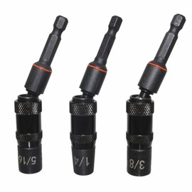 QIANQJL 3Pcs Magnetic Pivots Nut Driver Set 1/4 5/16 3/8inch Hex Bit Holder Universal Rotations Impact Drill Socket Set, 90mm Length