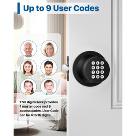 HIDALIFE Door Knob with Keypad, Keyless Entry Door Lock, Front Door Knob Child Proof, Auto Lock, Easy Installation for Home, Office, Apartment, Garage Security, Matte Black 2 Pack