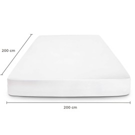 Flowen Fitted Sheet 200 x 200 cm Microfibre Fitted Sheet White for Bed Breathable Hypoallergenic Bed Sheet Anti-Dust Mite Lightweight Soft and Wrinkle-Free with 30 cm Deep Pocket Machine Washable