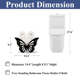 Butterfly Toilet Tissue Holder,Animal Paper Holders,Decorative Metal Papers Holder,Funny Toilet Animal Storage for Bathrooms,Bathroom Paper Organizer for Extra 8 Rolls Free Standing Art Decor
