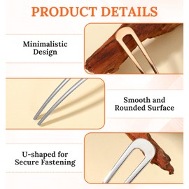 French Twist Hair Pin, 3 Pcs 10 cm French Clip, Hair Fork for Women Girls, Secure All-day Hold for Thick & Long Hairstyle, (3 Colors)