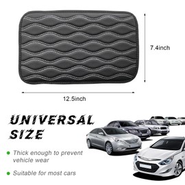 Ohleats Car Center Console Pad, Waterproof PU Leather Auto Armrest Box Cover, Comfortable Vehicle Arm Rest Protector Cushion Pad for Car SUV, Universal Car Accessories (Black+White)